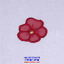 한복자수장식 - 모란꽃 (빨강색)
